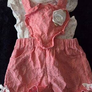 Little Lass Pink Lace Outfit with White Rose